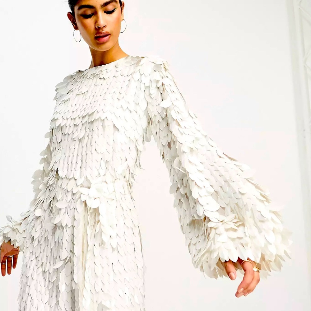 ASOS mini feather and glitter mini dress